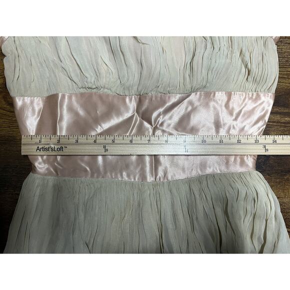 Vintage 1950/60's Slip Dress Crepe & Satin Cream & Pink Empire Waist Lin… - Picture 11 of 12